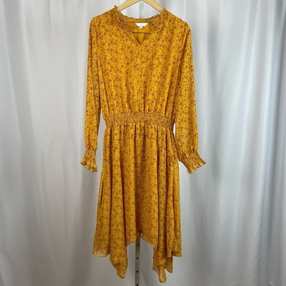Time & Tru Large Cottagecore Floral Smocked Blouson Flowy Boho Midi Dress - Picture 1 of 11